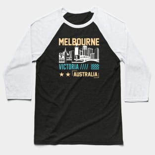 Retro Melbourne Australia Vintage Aussie City Skyline Baseball T-Shirt